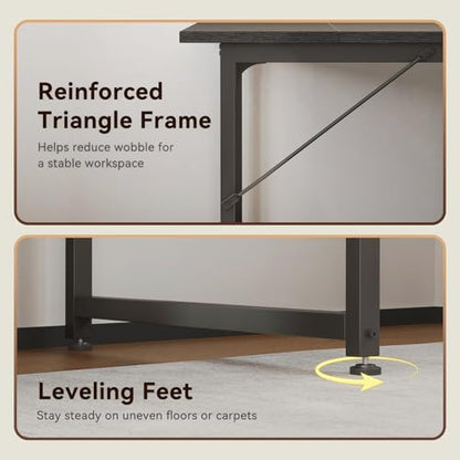 Coleshome 79 Inch Computer Desk with Power Outlet - color: Black, size: 79 Inches