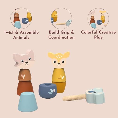 SPEEDY MONKEY Wooden Screw Toys | Animal Nuts & Bolts Set Montessori Toy - color: Screw Toys