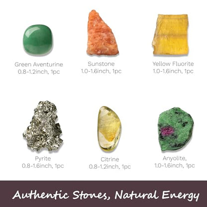 Abundance Crystals Set, 6 Natural Healing Stones, Gift Ready