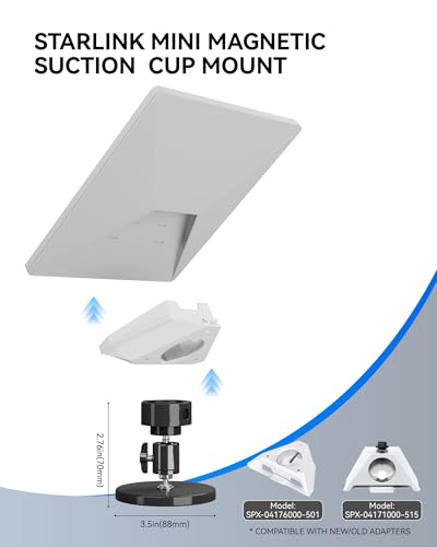 Starlink Mini Magnetic Car Roof Mount - 12 Strong Magnets, 80lbs Super Pull Force, Anti-Scratch Rubber Coated Mounting Kit for Car, RV, Vans, Truck, Boat - style: 360 Magnetic Swivel Mount