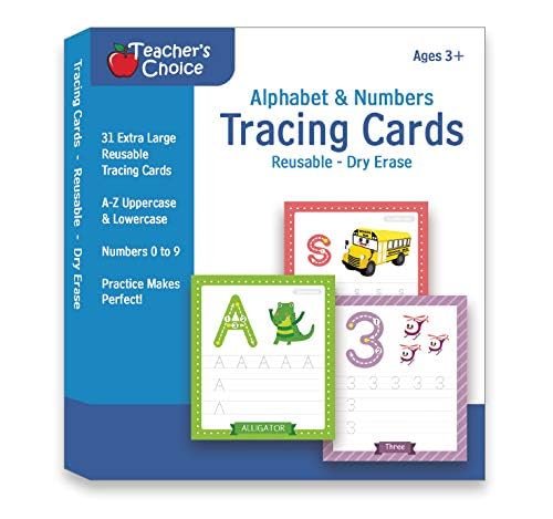 Alphabet & Number Tracing Cards for Ages 3+, Reusable Dry Erase Cards - style: Tracing Cards