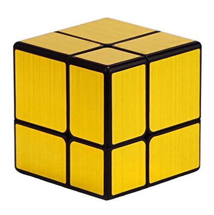 Mirror Speed Cube 2x2 Magic Cube Puzzle Gold - style: 2 level gold
