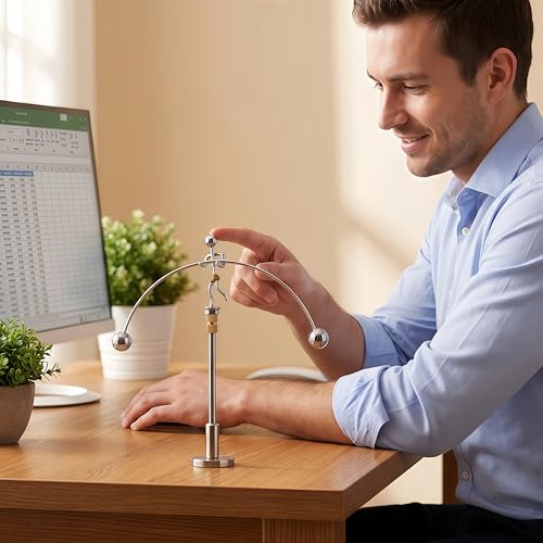Sunnytech Steel Physics Toy Kinetic Art Balance Toy Balancing Decompressive Science Psychology Home Office Toy for Desk Decor Golden Pants Hercules WJ149 - style: WJ149