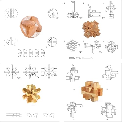 ULT-unite3D Wooden Cube Brain Teaser Puzzle
