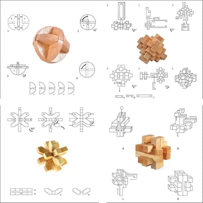 ULT-unite3D Wooden Cube Brain Teaser Puzzle