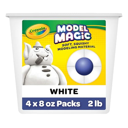 Crayola Model Magic White, 4‑Pack (8 oz Each), Teacher Must Haves & Classroom Essentials, Air‑Dry Modeling Material for Kids, Sculpting Craft Clay Alternative, Ages 3+ - color: White, size: 8 oz (Pack of 4)