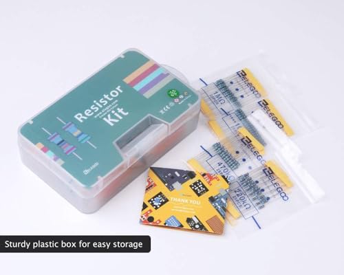 ELEGOO 525 Pcs 1/4W Metal Film Fixed Resistor Kit, 17 Values, ±1% Tolerance