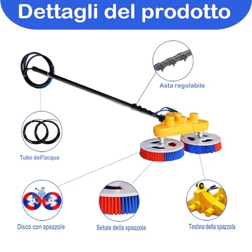 Cleaning Brush, 11 FT Adjustable Water Fed Pole Cleaning Kit, Solar Panel Cleaning Kit, Water Fed Pole Cleaning Equipment,Double-Head Automatic Cleaning Brush, with Power Converter - color: 11ft-inverter