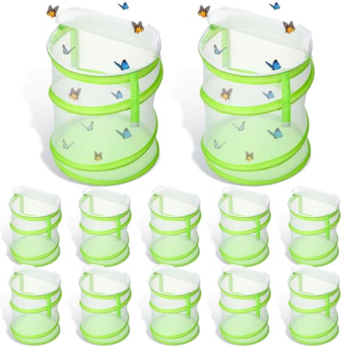 Sherr 4 Pcs Butterfly Habitat Cage, Butterfly Enclosure, 12 Pcs, Green - color: Green