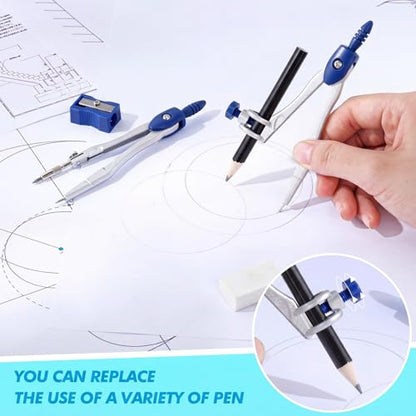 Zonon 10 Pcs Math Geometry Set for Student Compass Protractor, Dark Blue - color: Dark Blue