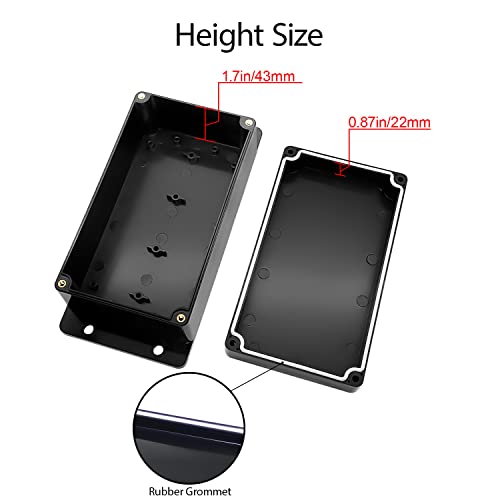 Junction Box Waterproof Dustproof IP65 ABS Plastic Universal Electric Project Enclosure Black with Fixed Ear 6.22"x3.54"x2.36"(158 x 90 x 60 mm) - size: 6.22"x3.54"x2.36"