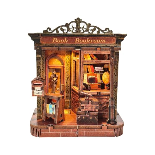 Music Park Book Nook for Adults, 3D Wooden Puzzle Mini Bookstore with LED - color: Mini Bookstore