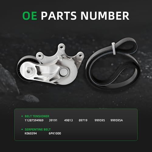 Belt Tensioner and Serpentine Belt Kit #39191 6PK1000 - size: for Z4/X1/X3/428i/528i 2012-2018