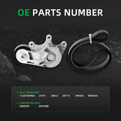 Belt Tensioner and Serpentine Belt Kit #39191 6PK1000 - size: for Z4/X1/X3/428i/528i 2012-2018