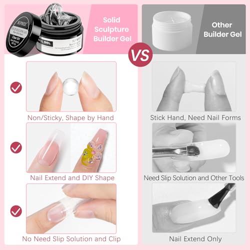 Nail Extension Gel Solid Builder Gel for Nails 3D Sculpture Gel - color: Clear&Pink Aurora