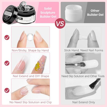 Nail Extension Gel Solid Builder Gel for Nails 3D Sculpture Gel - color: Clear&Pink Aurora