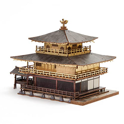 Kinkakuji Golden Temple Wooden Architecture 3D Puzzle - Fun DIY Wood Craft Kits - Ideal Gift for Birthdays and Party Favors - style: Golden Temple