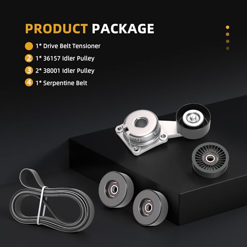 Belt Tensioner Serpentine Belt Idler Pulley Kit #38001 36157 - size: for F-150/Expedition/Explorer 2005-2014