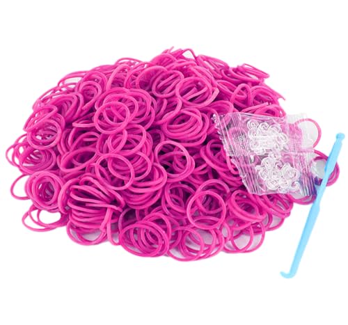 3000 Loom Rubber Bands Refill Kit,75 S-Clips & 5 Hooks Bracelet DIY Rose - color: Rose