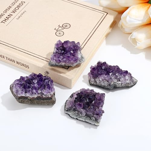 ZHIYUXI Amethyst Crystal Cluster Geode Gemstones Purple Raw Crystals Stone - color: Amethyst