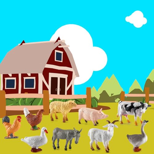 ONEST 14 Pieces Mini Farmer Figurines Hand Painted Farm Animals Figures Realistic Detailed Cow Sheep Poultry Farmer Farm Animal Figurine Model - style: Farmer