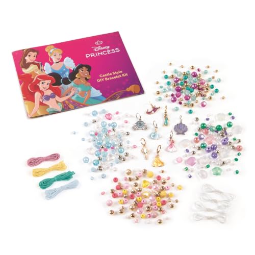 Make It Real: Disney Princess: Castle Style DIY Bracelet Kit - 332 pcs Jewelry Set, Create 12 Bracelets, 8 Exclusive Charms, Girls & Kids Ages 6+