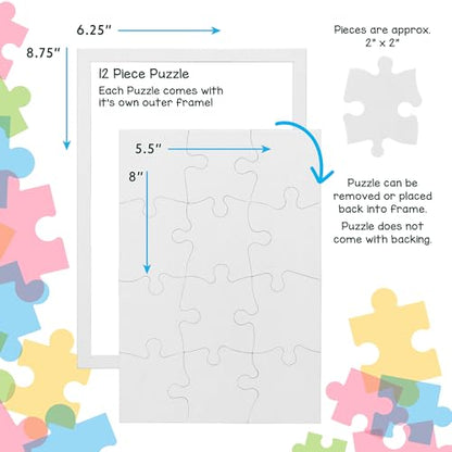Hygloss 8 Blank Jigsaw Puzzles with Envelopes – 5.5 x 8 Inch, 12 Pieces Each – DYI Party invites, Perfect for Decorating, Kids' Activities, Arts & Crafts or Party Favors - size: 12 Puzzle Pieces, style: 8 Puzzles with Envelopes