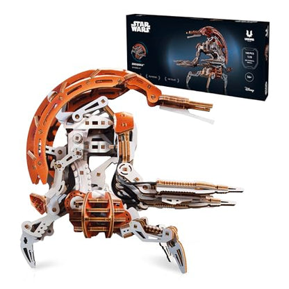 UGEARS Star Wars Droideka 3D Wooden Puzzles for Adults - Transforming Destroyer Droid Rolls into a Sphere and Unfolds to Battle Stance - Mechanical Model Kits for Adults to Build, Collectible Gift