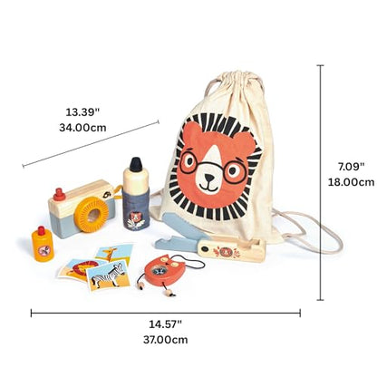 Tender Leaf Toys - Safari Adventure - 10 Pcs Outdoor Adventure Educational Playset for Kids, Exploration Kit with Drawstring Backpack - Gift Set for Camping, Hiking, and Pretend Play - Age 3+