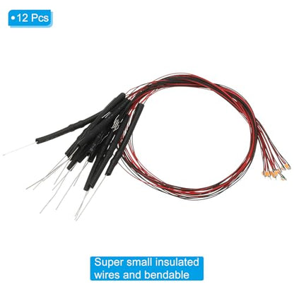 PATIKIL 0805 Pre-Wired Micro LED, 12 Pcs 9-12V Pre-soldered Mini Light Emitting Diodes Surface Mount Device for Model, DIY, 9.8" Length, Pink - color: Pink, size: 0805