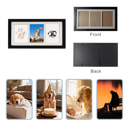 Paw Print Impression Kit for Dogs and Cats, 2 Clay, Large Ink Pad, Pet Memorial Keepsake, DIY Memorial Gift for Pet Owners, Black