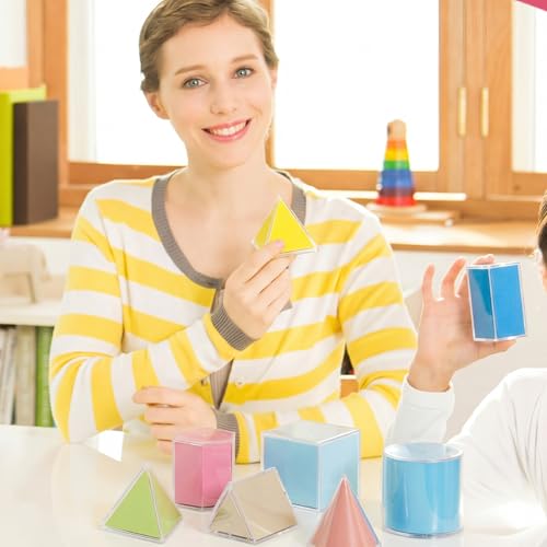 Faccito 8 Pcs 8 Styles 2D & 3D Geometric Solids Math Manipulatives - style: 8 Styles
