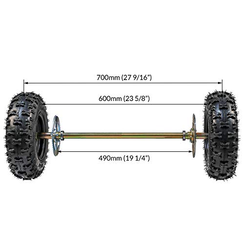 Rear Axle Assembly Complete Wheel Hub Kit and 6" Wheel Tires With Rim & Brake Assembly & T8F Chain for Go Kart Quad Trike Drift Bikes