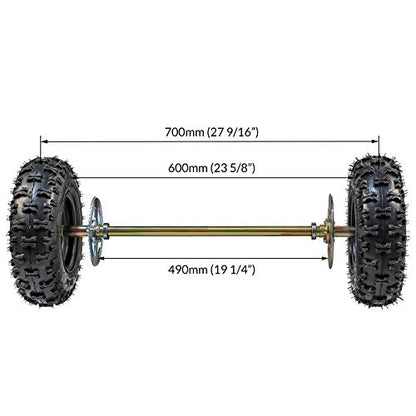 Rear Axle Assembly Complete Wheel Hub Kit and 6" Wheel Tires With Rim & Brake Assembly & T8F Chain for Go Kart Quad Trike Drift Bikes