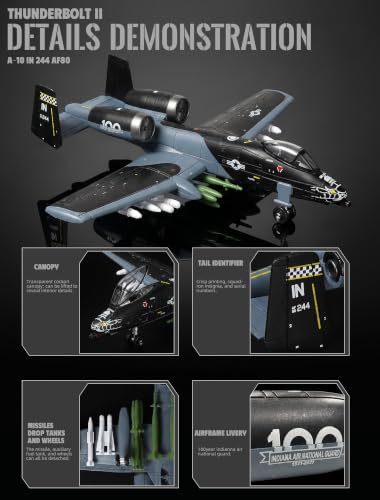 SEBUNAS 1:72 Scale A-10 Thunderbolt II Warthog Highly Detailed Plastic Assembly Model Kit Accurate Reproduction with Paint Scheme Collector's Choice Gift for Adults and Kids(43PCS) - color: 9.a-10 Black