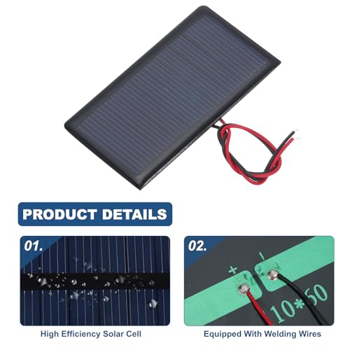 MECCANIXITY 2 Pcs 5V 0.3W 60mA Mini Solar Panels, Small Polycrystalline Solar Cell Panel with 2 Cable for DIY Electric Toy Materials Kits Charger, 68mm x 37mm - style: 5V 0.3W 60mA