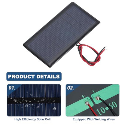 MECCANIXITY 2 Pcs 5V 0.3W 60mA Mini Solar Panels, Small Polycrystalline Solar Cell Panel with 2 Cable for DIY Electric Toy Materials Kits Charger, 68mm x 37mm - style: 5V 0.3W 60mA
