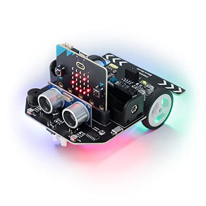 FREENOVE Micro:Rover Kit for BBC Micro:bit (V2 Included), Obstacle Avoidance, Light-tracing, Line-Tracking, Remote Control, Playing Melody, Colorful Lights, Example Projects, Blocks and Python Code - color: With Micro:bit