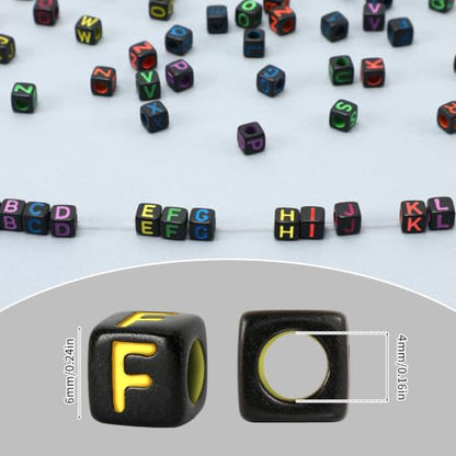 AUGSHY 1400Pcs Black Glow in the Dark Letter Beads Square Bracelet Bead - color: Black Glow in the Dark