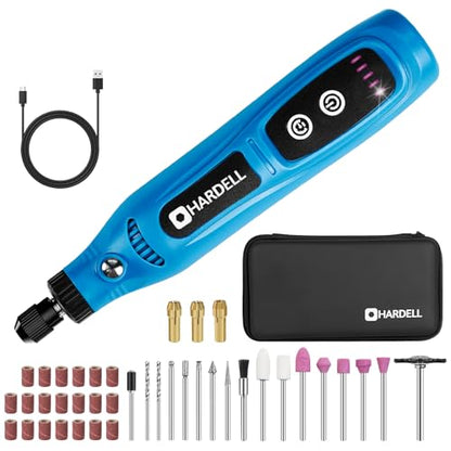 HARDELL Mini Cordless Rotary Tool 4V, 5-Speed 42pcs DIY Craft Tool Kit - color: Blue