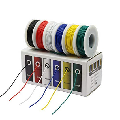 Hook up Stranded Wire Kit 20 Gauge 6 Colors 19.6 feet Each Electrical Wire 20 AWG PVC Wire - size: 20AWG