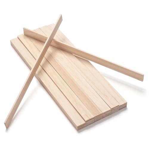 Wood Strips Slats Wooden Sticks for Crafts 1/8" × 3/4" × 12", 30 PCS Wood Trim Planks Flat Lumber Boards Square Dowel Rods Wooden Dowels for Crafting, Woodworking, Model Making - size: 1/8x3/4x12 in - 30PCS