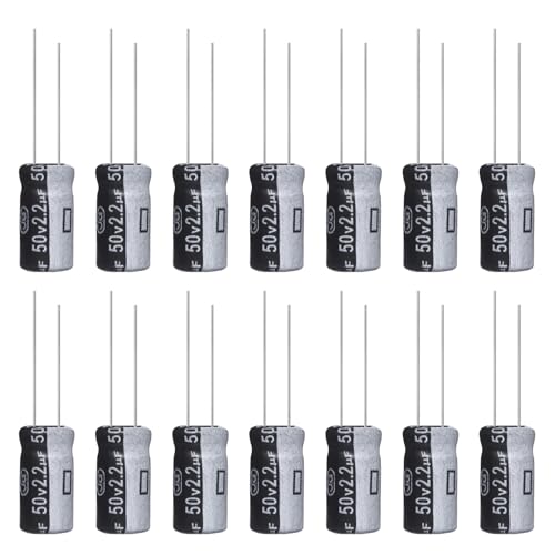 2.2uF 50V 5x11mm Electrolytic Capacitor 2.2 UF MFD 50 Volt 0.2x0.43in Aluminum Capacitors (Pack of 15) - style: 2.2uF 50V 5x11MM