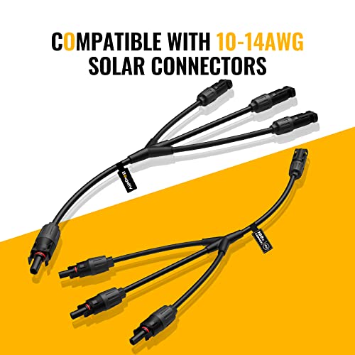 BougeRV Solar Y Connectors 1 to 3 Solar Parallel Connectors, 2 Pairs - size: 2 Pairs M/FFF and F/MMM