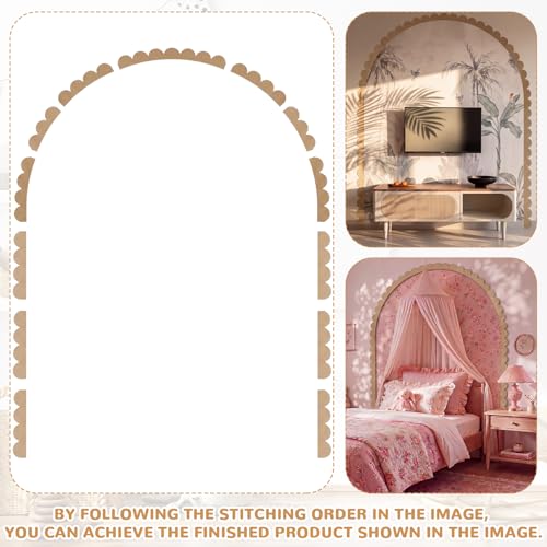 Novabright Unfinished Wood Arch Trim, 80 x 70 Inch, Scalloped - size: 80 x 70 Inch, style: Scalloped
