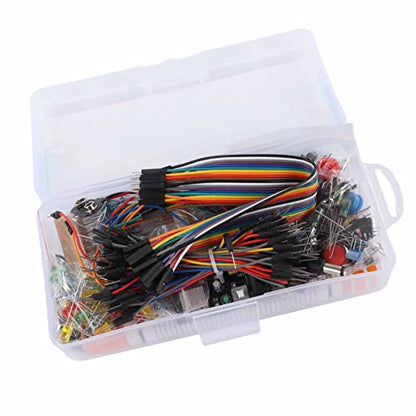 Electronics Component Kit, Starter Fun Assortment with Breadboard Resistor Capacitor Diode Module, for Beginners Learning to Program R3 Development Board