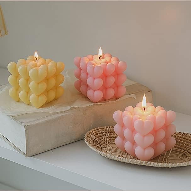 Bubble Candle Molds - Silicone Mold for Candles Making, DIY 3D Moulds for Soy Wax, Beeswax, Scented Candle, Valentine's Day Gifts (Heart Bubble) - color: Heart Bubble