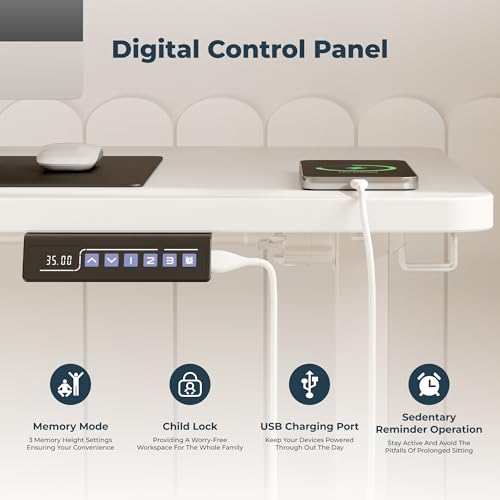 55''x 24'' Standing Desk Electric Adjustable for Home Office - color: White, size: 5524