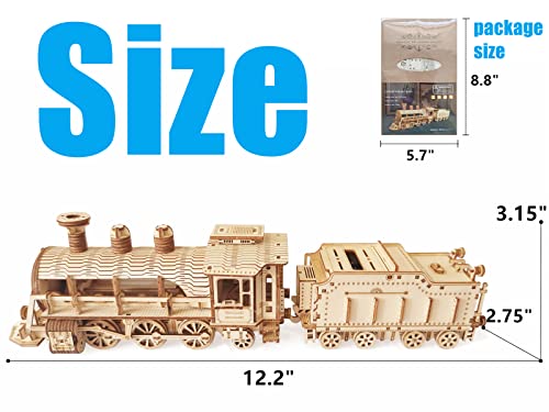 3D Wooden Steam Train Puzzle, DIY Assembly Train Model Kits, Wood Crafts STEM Brain Teaser Puzzle, Steam Train Christmas Birthday Gifts for Adults & Teens - color: Train