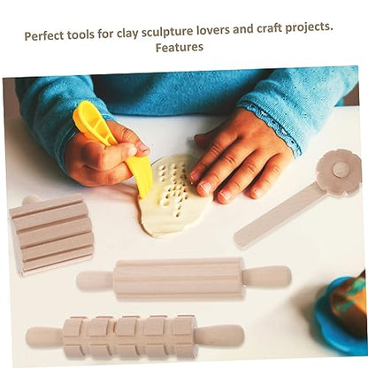 Garneck 12Pcs Wooden Clay Tools Set for Kids: Dough Rolling Modeling Accessories Pottery Sculpting Kit Modeling Accessories for Early Education Art Craft Activity Home School - size: 16.50X1.50X1.50CM